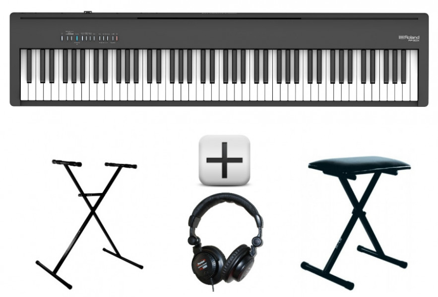 Pack FP-30X Black + Stand + Banquette + Casque : Piano Portable Roland 