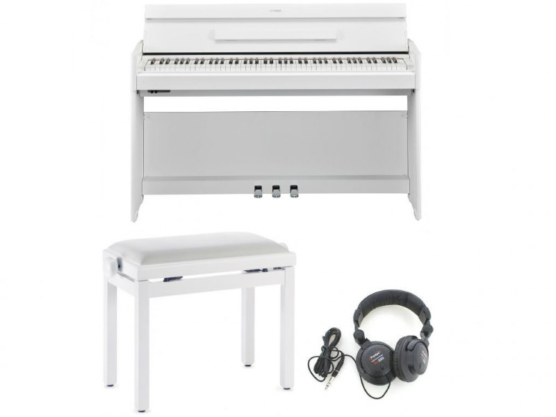 めめ。Yamaha Arius ホワイト デジタルピアノ YDP-S55 Piano Yamaha YDP-S55 WH pack premium - Dorélami